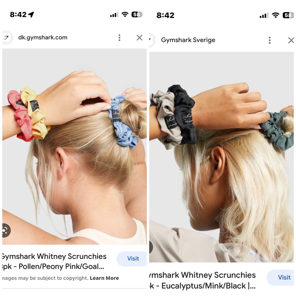 In search of v3 Whitney Simmons scrunchies from Gymshark